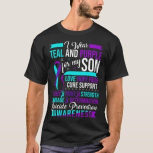 Ik Draag Blauwgroen en Paars voor mijn zoon Suicid T-shirt