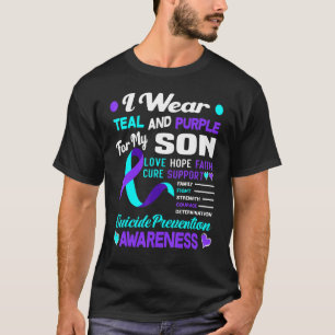 Ik Draag Blauwgroen en Paars voor mijn zoon Suicid T-shirt