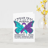 Ik Draag Blauwgroen en Paars voor zelfmoordprevent Kaart (Gele Bloem)