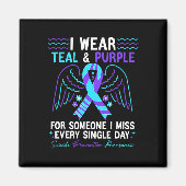 Ik Draag Blauwgroen en Paars voor zelfmoordprevent Magneet (Voorkant)