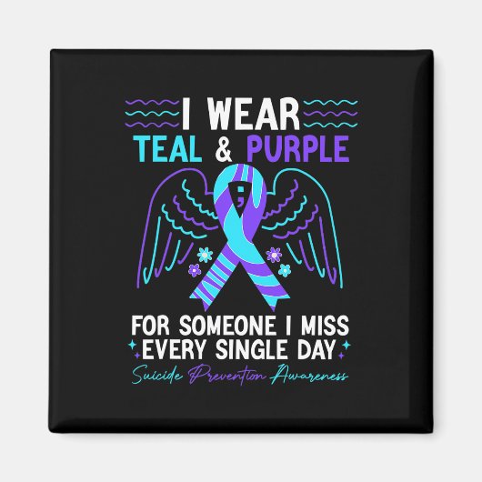 Ik Draag Blauwgroen en Paars voor zelfmoordprevent Magneet (Voorkant)