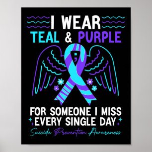 Ik Draag Blauwgroen en Paars voor zelfmoordprevent Poster