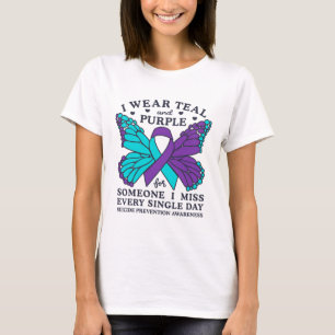 Ik Draag Blauwgroen en Paars voor zelfmoordprevent T-shirt