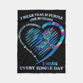 Ik Draag Blauwgroen en Paarse hart zelfmoordpreven Fleece Deken (Voorkant)