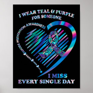 Ik Draag Blauwgroen en Paarse hart zelfmoordpreven Poster