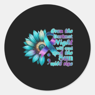 Ik Draag Blauwgroen en Paarse nationale zelfmoordp Ronde Sticker