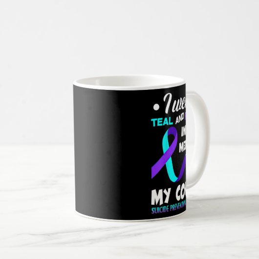 Ik Draag Blauwgroen en Paarse neef-zelfmoordpreven Koffiemok (Voorkant rechts)