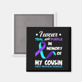 Ik Draag Blauwgroen en Paarse neef-zelfmoordpreven Magneet (Voorkant / Achterkant)