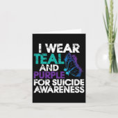 Ik Draag Blauwgroen en Paarse steun zelfmoordbewus Kaart (Voorkant)
