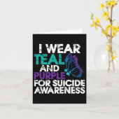 Ik Draag Blauwgroen en Paarse steun zelfmoordbewus Kaart (Gele Bloem)