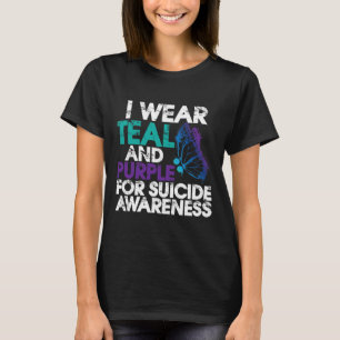 Ik Draag Blauwgroen en Paarse steun zelfmoordbewus T-shirt