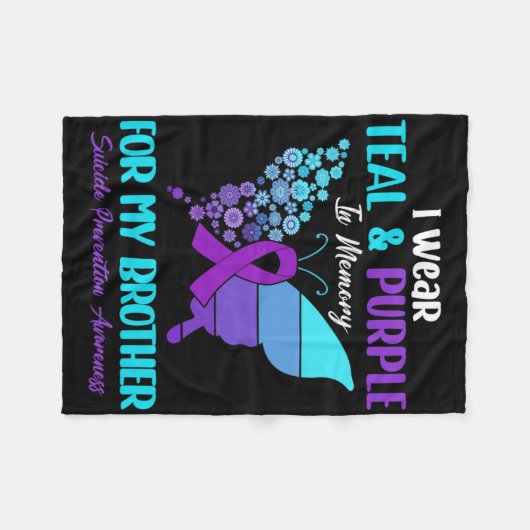 Ik Draag Blauwgroen en Paarse ter nagedachtenis aa Fleece Deken (Voorkant (Horizontaal))