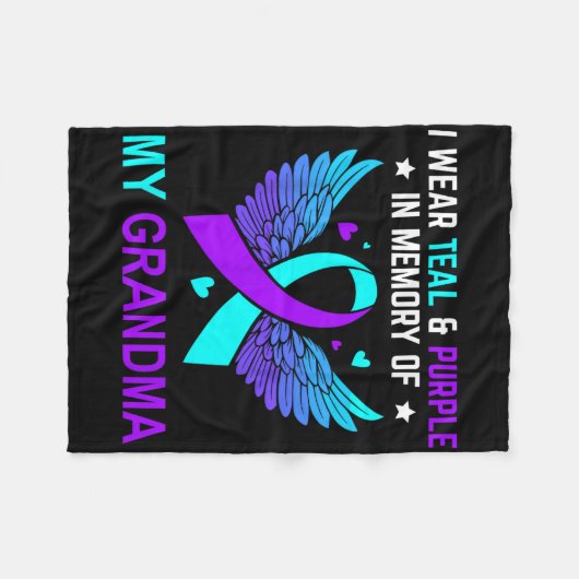 Ik Draag Blauwgroen en Paarse ter nagedachtenis aa Fleece Deken (Voorkant (Horizontaal))