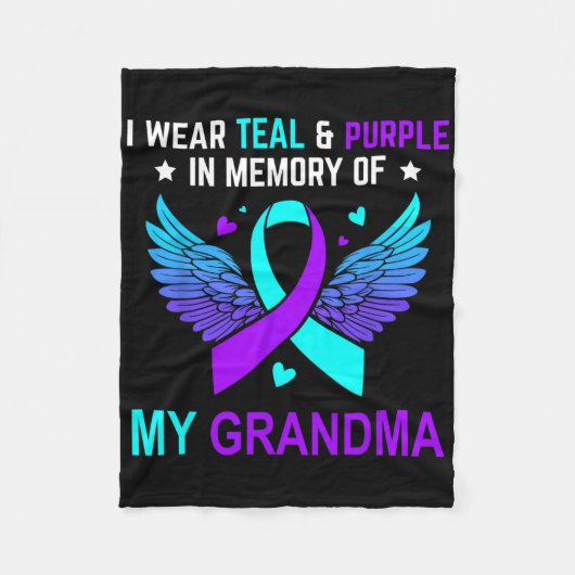 Ik Draag Blauwgroen en Paarse ter nagedachtenis aa Fleece Deken (Voorkant)