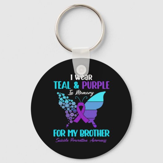 Ik Draag Blauwgroen en Paarse ter nagedachtenis aa Sleutelhanger (Voorkant)