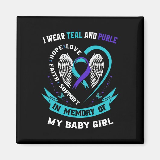 Ik Draag Blauwgroen en Paarse van Suicide Awarenes Magneet (Voorkant)