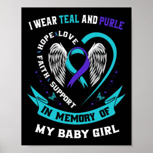 Ik Draag Blauwgroen en Paarse van Suicide Awarenes Poster