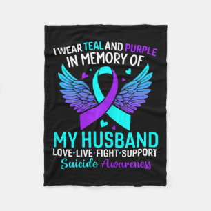 Ik Draag Blauwgroen en Paarse voor mijn man Suicid Fleece Deken