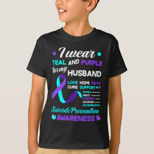 Ik Draag Blauwgroen en Paarse voor mijn man zelfmo T-shirt