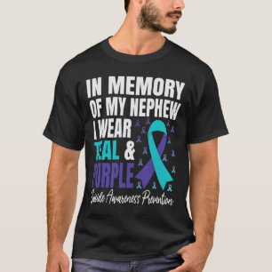 Ik Draag Blauwgroen en Paarse voor mijn neef Suici T-shirt