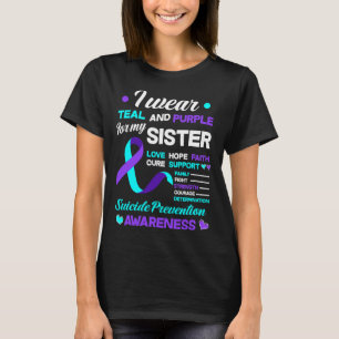 Ik Draag Blauwgroen en Paarse voor mijn zus Suicid T-shirt