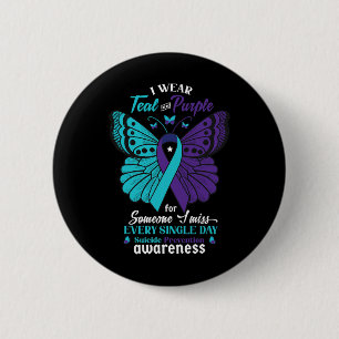 Ik Draag Blauwgroen en Paarse zelfmoordbewustwordi Ronde Button 5,7 Cm
