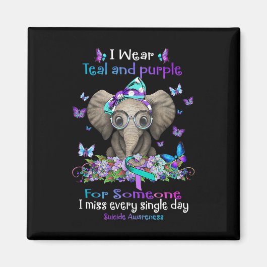 Ik Draag Blauwgroen en Paarse zelfmoordbewustzijn Magneet (Voorkant)