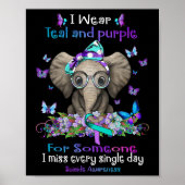 Ik Draag Blauwgroen en Paarse zelfmoordbewustzijn Poster (Voorkant)