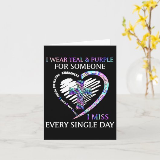 Ik Draag Blauwgroen en Paarse zelfmoordbewustzijns Kaart (Gele Bloem)