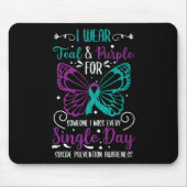 Ik Draag Blauwgroen en Paarse zelfmoordpreventie Muismat (Voorkant)