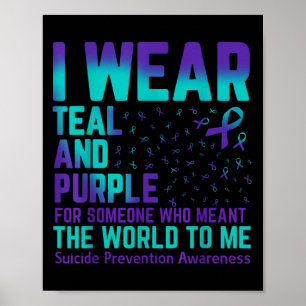 Ik Draag Blauwgroen en Paarse zelfmoordpreventie w Poster