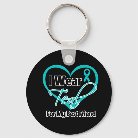 Ik Draag Blauwgroen hartlint voor mijn beste vrien Sleutelhanger (Voorkant)
