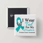 Ik Draag Blauwgroen koolstof zuster Ovarium Cancer Vierkante Button 5,1 Cm (Voorkant /achterkant)