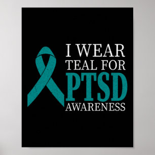 Ik Draag Blauwgroen Lint PTSS - Stress Awareness M Poster