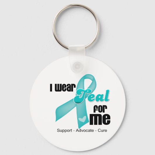 Ik Draag Blauwgroen lint voor mij Sleutelhanger (Voorkant)