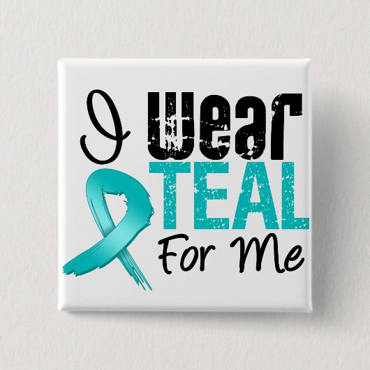 Ik Draag Blauwgroen lint voor mij Vierkante Button 5,1 Cm (Voorkant)