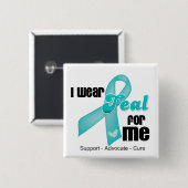 Ik Draag Blauwgroen lint voor mij Vierkante Button 5,1 Cm (Voorkant /achterkant)