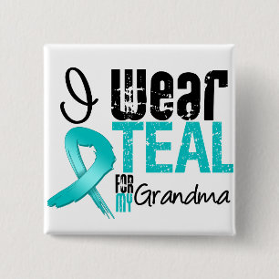 Ik Draag Blauwgroen lint voor mijn oma Vierkante Button 5,1 Cm