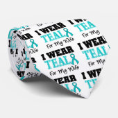 Ik Draag Blauwgroen lint voor mijn vrouw Stropdas (Opgerold)