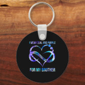 Ik Draag Blauwgroen Paars voor Broeder-zelfmoordpr Sleutelhanger (Voorkant)