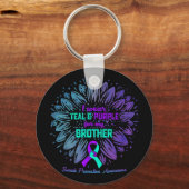 Ik Draag Blauwgroen Paars voor Broeder-zelfmoordpr Sleutelhanger (Voorkant)