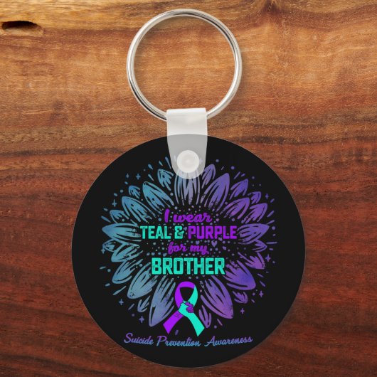 Ik Draag Blauwgroen Paars voor Broeder-zelfmoordpr Sleutelhanger (Voorkant)