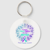 Ik Draag Blauwgroen Paars voor Broeder-zelfmoordpr Sleutelhanger (Achterkant)