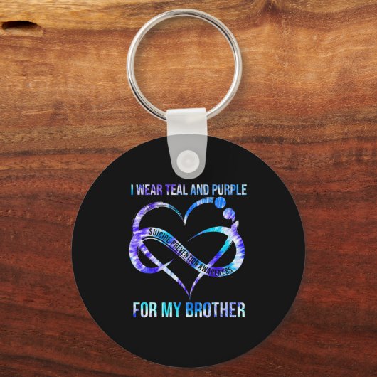 Ik Draag Blauwgroen Paars voor Broeder-zelfmoordpr Sleutelhanger (Voorkant)