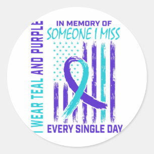 Ik Draag Blauwgroen Paars voor iemand die ik Miss Ronde Sticker
