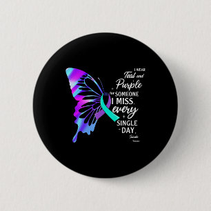 Ik Draag Blauwgroen Paars voor Memorial Suicide Pr Ronde Button 5,7 Cm