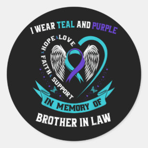 Ik Draag Blauwgroen Paarse Suicide Awareness Shirt Ronde Sticker