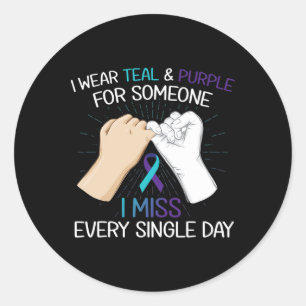Ik Draag Blauwgroen Paarse voor iemand die ik elke Ronde Sticker