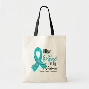 Ik Draag Blauwgroen Ribbon Ovarium Cancer Friend Tote Bag