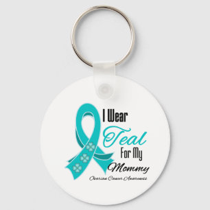 Ik Draag Blauwgroen Ribbon Ovarium Cancer mama Sleutelhanger